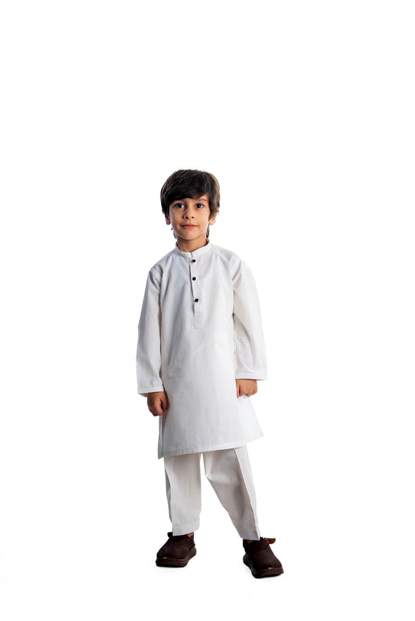 Boys White Kurta Shalwar