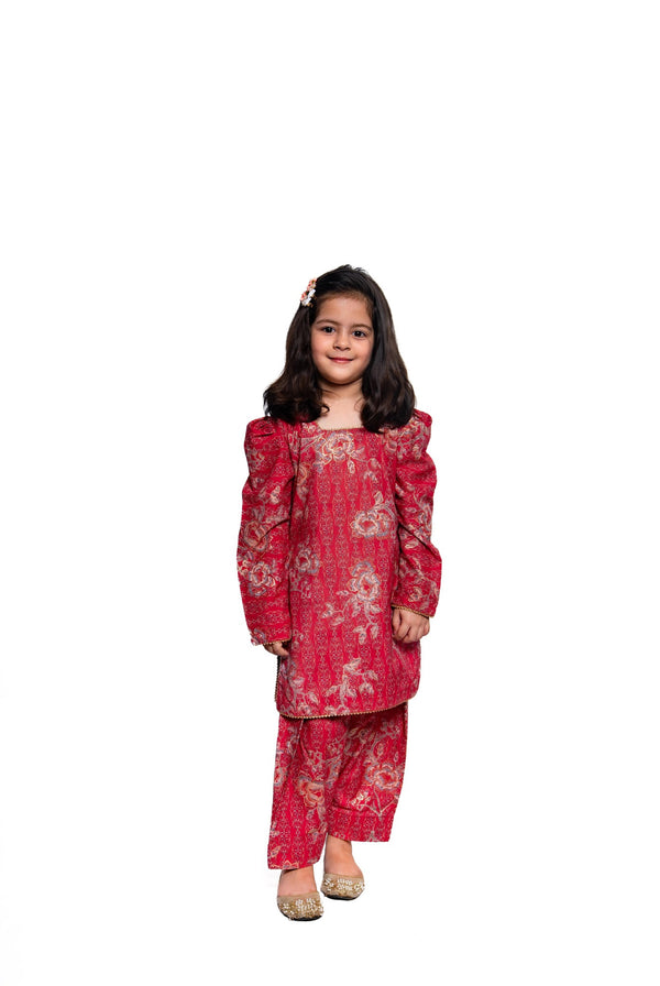 Pink Floral Farshi Shalwar with Kameez
