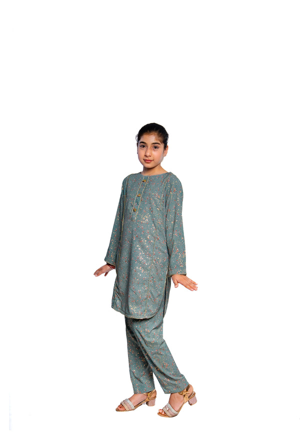 Floral Green Shirt with Straight Trouser